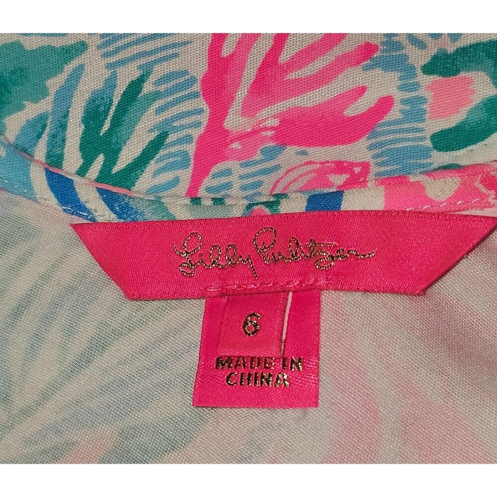 Lilly Pulitzer Women's Multicolor Cotton Kelby Shift Dress Hot Tamale Sz 6 2451 - Picture 8 of 14